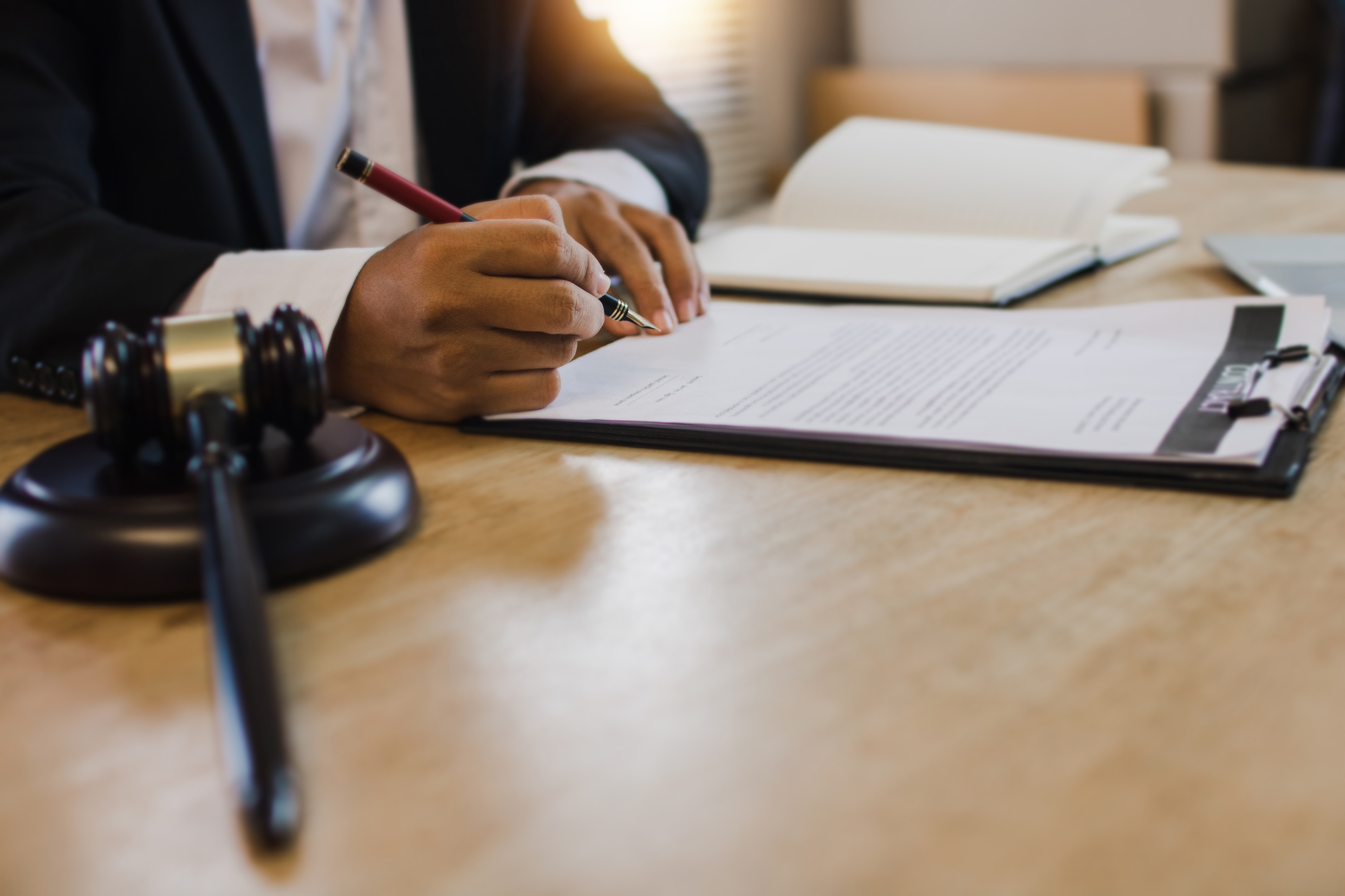 estate litigation lawyer reviewing paperwork